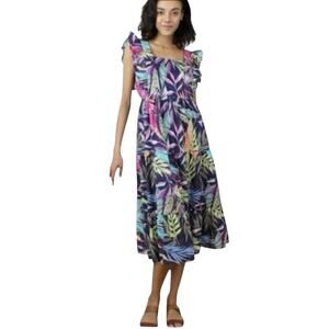 NWT Beach Lunch Lounge Alicia Tie Back Midi Dress Floral Print Size XXL
